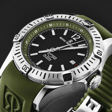 Load image into Gallery viewer, Revue Thommen Men's 'Air speed' Black Dial Green Rubber Strap Automatic Watch 16070.4634
