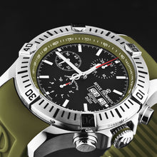 Load image into Gallery viewer, Revue Thommen Men's 'Air speed' Black Dial Green Rubber Strap Automatic Watch 16071.6634