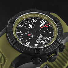 Load image into Gallery viewer, Revue Thommen Men's 'Air speed' Black Dial Green Rubber Strap Automatic Watch 16071.6774