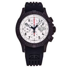 Load image into Gallery viewer, Revue Thommen Men's 16071.6873 'Airspeed' Black PVD Silver Dial Day-Date Rubber Strap Chronograph Automatic Watch