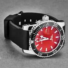 Load image into Gallery viewer, Revue Thommen Men's 17030.2536 'Diver' Red Dial Black Rubber Strap Swiss Automatic Watch