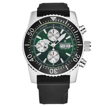 Load image into Gallery viewer, Revue Thommen Men's 17030.6521 'Divers' Green Dial Day-Date Chronograph Rubber Strap Automatic Watch
