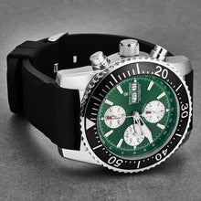 Load image into Gallery viewer, Revue Thommen Men's 17030.6521 'Divers' Green Dial Day-Date Chronograph Rubber Strap Automatic Watch