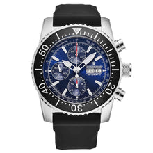 Load image into Gallery viewer, Revue Thommen Men's 17030.6523 'Divers' Blue Dial Day-Date Chronograph Rubber Strap Automatic Watch