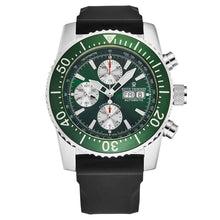 Load image into Gallery viewer, Revue Thommen Men's 17030.6531 'Divers' Green Dial Day-Date Chronograph Rubber Strap Automatic Watch