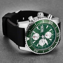 Load image into Gallery viewer, Revue Thommen Men's 17030.6531 'Divers' Green Dial Day-Date Chronograph Rubber Strap Automatic Watch