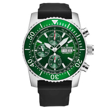 Load image into Gallery viewer, Revue Thommen Men's 17030.6532 'Divers' Green Dial Day-Date Chronograph Rubber Strap Automatic Watch