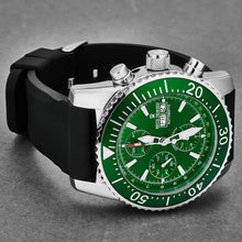 Load image into Gallery viewer, Revue Thommen Men's 17030.6532 'Divers' Green Dial Day-Date Chronograph Rubber Strap Automatic Watch