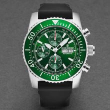 Load image into Gallery viewer, Revue Thommen Men's 17030.6532 'Divers' Green Dial Day-Date Chronograph Rubber Strap Automatic Watch