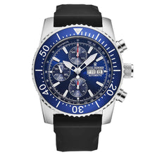 Load image into Gallery viewer, Revue Thommen Men&#39;s 17030.6533 &#39;Divers&#39; Blue Dial Day-Date Chronograph Rubber Strap Automatic Watch
