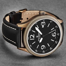 Load image into Gallery viewer, Revue Thommen Men's 17060.2587 'Airspeed Vintage' Black Dial Black Leather Strap Swiss Automatic Watch