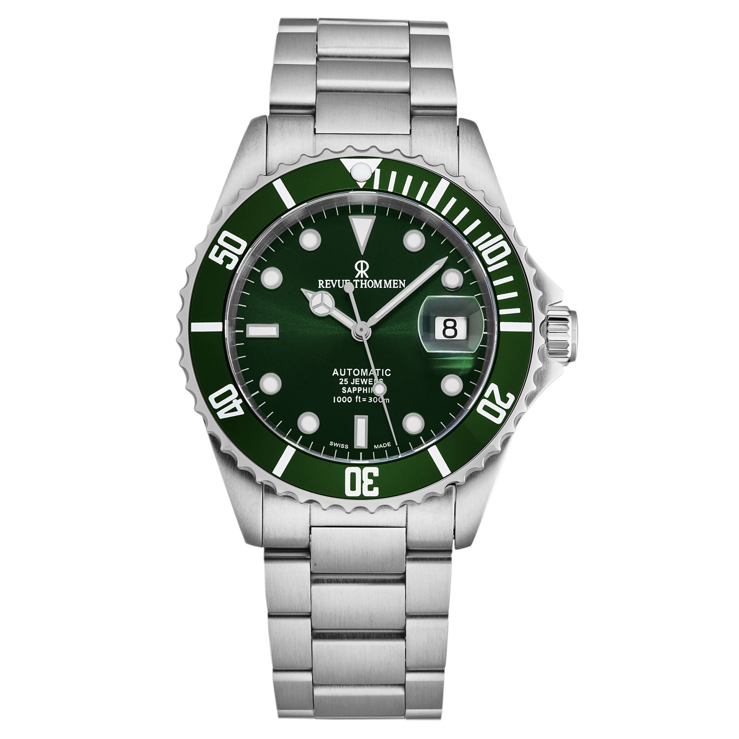 Revue Thommen Men's 17571.2129 'Diver' Green Dial Stainless Steel Swiss  Automatic Watch