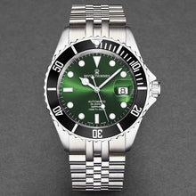Load image into Gallery viewer, Revue Thommen Men's 'Diver' Green Dial Stainless Steel Bracelet Automatic Watch 17571.2222