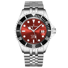 Load image into Gallery viewer, Revue Thommen Men's 'Diver' Red Dial Stainless Steel Bracelet Automatic Watch 17571.2238