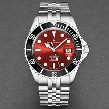 Load image into Gallery viewer, Revue Thommen Men's 'Diver' Red Dial Stainless Steel Bracelet Automatic Watch 17571.2238