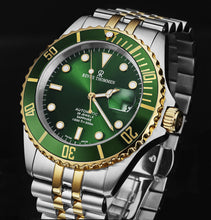 Load image into Gallery viewer, Revue Thommen Men's 'Diver' Green Dial Two Tone Stainless Steel Bracelet Automatic Watch 17571.2244