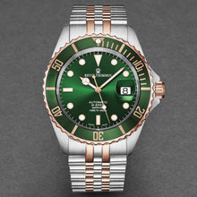 Load image into Gallery viewer, Revue Thommen Men's 'Diver' Green Dial Two Tone Stainless Steel Bracelet Automatic Watch 17571.2254
