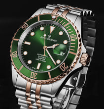 Load image into Gallery viewer, Revue Thommen Men's 'Diver' Green Dial Two Tone Stainless Steel Bracelet Automatic Watch 17571.2254