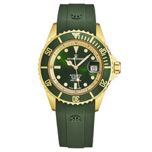Load image into Gallery viewer, Revue Thommen Men's 'Diver' Green Dial Green Rubber Strap Swiss Automatic Watch 17571.2314