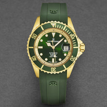 Load image into Gallery viewer, Revue Thommen Men's 'Diver' Green Dial Green Rubber Strap Swiss Automatic Watch 17571.2314