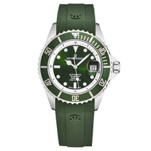 Load image into Gallery viewer, Revue Thommen Men's 'Diver' Green Dial Green Rubber Strap Swiss Automatic Watch 17571.2329