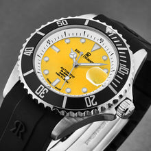 Load image into Gallery viewer, Revue Thommen Men's 'Diver' Yellow Dial Black Rubber Strap Swiss Automatic Watch 17571.2330
