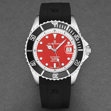 Load image into Gallery viewer, Revue Thommen Men's 'Diver' Red Dial Black Rubber Strap Swiss Automatic Watch 17571.2338