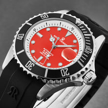 Load image into Gallery viewer, Revue Thommen Men's 'Diver' Red Dial Black Rubber Strap Swiss Automatic Watch 17571.2338