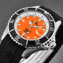 Load image into Gallery viewer, Revue Thommen Men's 'Diver' Orange Dial Black Rubber Strap Swiss Automatic Watch 17571.2339