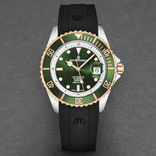 Load image into Gallery viewer, Revue Thommen Men's 'Diver' Green Dial Black Rubber Strap Swiss Automatic Watch 17571.2354