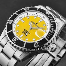 Load image into Gallery viewer, Revue Thommen Men's 'Diver' Yellow Dial Stainless Steel Bracelet Swiss Automatic Watch 17571.2430