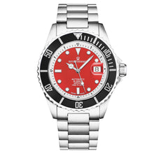 Load image into Gallery viewer, Revue Thommen Men's 'Diver' Red Dial Stainless Steel Bracelet Swiss Automatic Watch 17571.2438