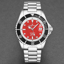 Load image into Gallery viewer, Revue Thommen Men's 'Diver' Red Dial Stainless Steel Bracelet Swiss Automatic Watch 17571.2438