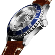 Load image into Gallery viewer, Revue Thommen's Men's 17571.2525 'Diver' Silver Dial Light Brown Leather Strap Swiss Automatic Watch