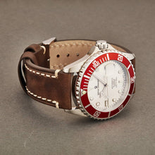 Load image into Gallery viewer, Revue Thommen's Men's 17571.2526 'Diver' Silver Dial Light Brown Leather Strap Swiss Automatic Watch