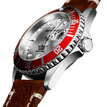 Load image into Gallery viewer, Revue Thommen's Men's 17571.2526 'Diver' Silver Dial Light Brown Leather Strap Swiss Automatic Watch