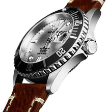 Load image into Gallery viewer, Revue Thommen's Men's 17571.2527 'Diver' Silver Dial Light Brown Leather Strap Swiss Automatic Watch