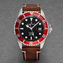 Load image into Gallery viewer, Revue Thommen Men's 17571.2536 'Diver' Black Dial Brown Suede Leather Strap Swiss Automatic Watch