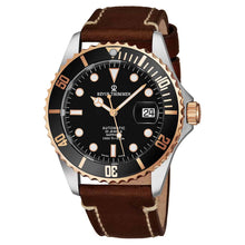 Load image into Gallery viewer, Revue Thommen Men's 17571.2557 'Diver' Black Dial Light Brown Leather Strap Two Tone Swiss Automatic Watch