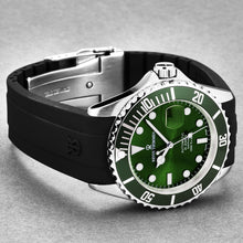 Load image into Gallery viewer, Revue Thommen Men's 'Diver' Green Dial Black Rubber Strap Swiss Automatic Watch 17571.2829