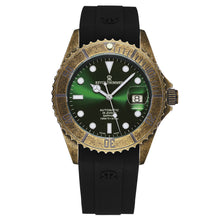 Load image into Gallery viewer, Revue Thommen Men's 'Diver' Green Dial Black Rubber Gunmetal Automatic Watch 17571.2884
