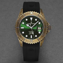 Load image into Gallery viewer, Revue Thommen Men's 'Diver' Green Dial Black Rubber Gunmetal Automatic Watch 17571.2884