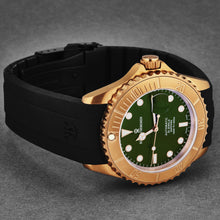 Load image into Gallery viewer, Revue Thommen Men's 'Diver' Green Dial Black Rubber Strap Bronze/Steel Automatic Watch 17571.2894