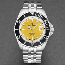 Load image into Gallery viewer, Revue Thommen Men's 'Diver' Yellow Dial Stainless Steel Bracelet Swiss Automatic Watch 17571.2930