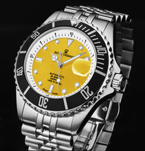 Load image into Gallery viewer, Revue Thommen Men's 'Diver' Yellow Dial Stainless Steel Bracelet Swiss Automatic Watch 17571.2930