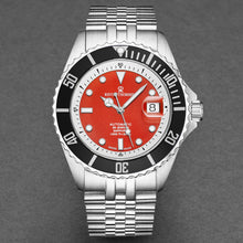 Load image into Gallery viewer, Revue Thommen Men's 'Diver' Red Dial Stainless Steel Bracelet Swiss Automatic Watch 17571.2938