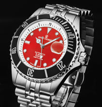 Load image into Gallery viewer, Revue Thommen Men's 'Diver' Red Dial Stainless Steel Bracelet Swiss Automatic Watch 17571.2938