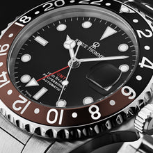 Load image into Gallery viewer, Revue Thommen Men's 'Diver' Black Dial Black and Brown Bezel GMT Automatic Watch 17572.2139