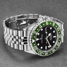 Load image into Gallery viewer, Revue Thommen Men&#39;s &#39;Diver&#39; GMT Black Dial Green Bezel Automatic Watch 17572.2234
