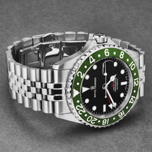 Load image into Gallery viewer, Revue Thommen Men's 'Diver' GMT Black Dial Green Bezel Automatic Watch 17572.2234